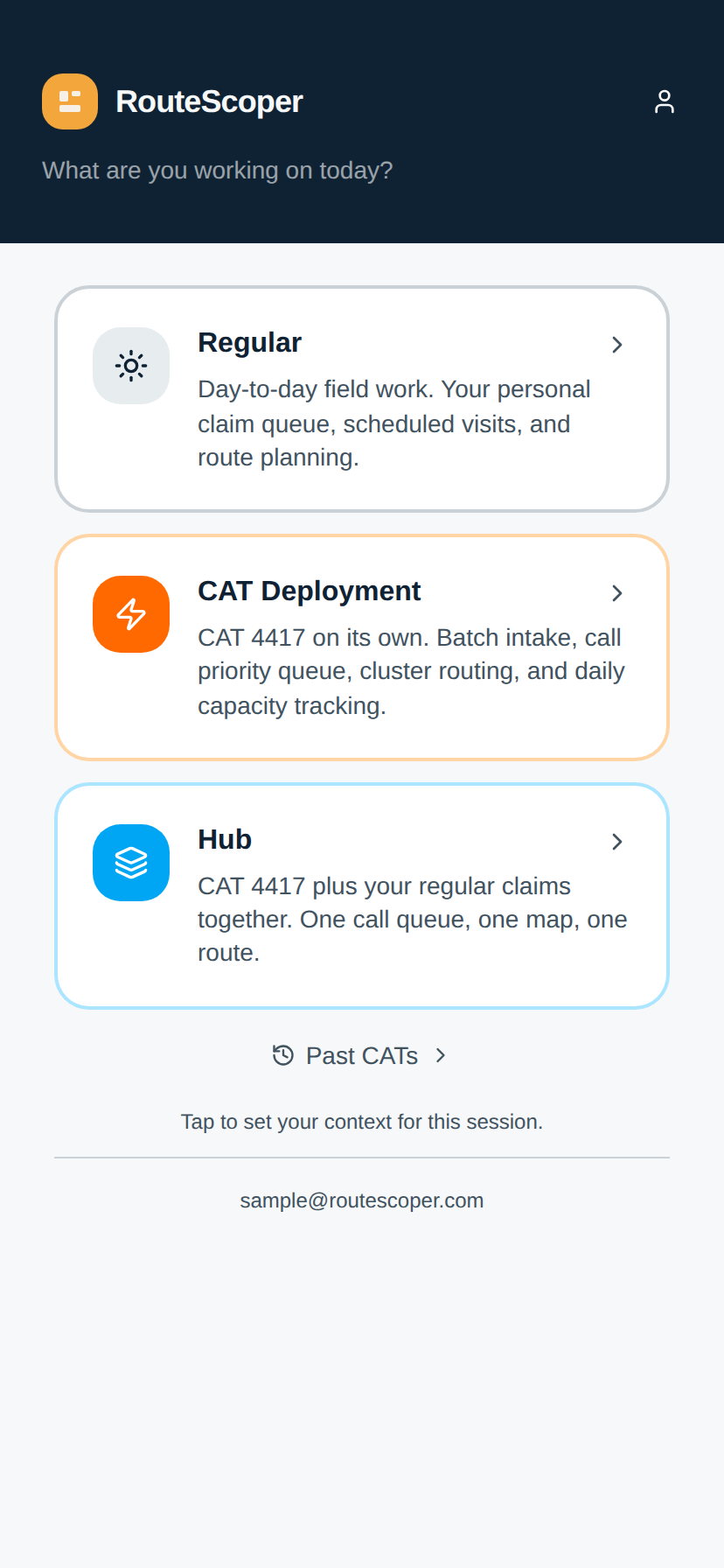 The mode picker: Regular, CAT Deployment, and Hub